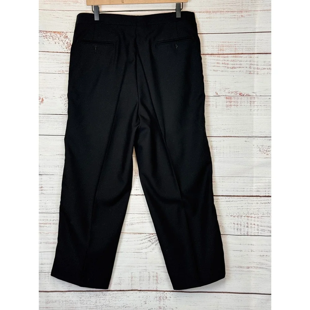 Vintage Valentino Tuxedo Pants Wool Blend Black Pleated Side Stripe Mens Size 35
